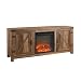 WE Furniture Farmhouse Barn Wood Fireplace Stand for TV's up to 64" Flat Screen Living Room Storage Cabinet Doors and Shelves Entertainment Center, 58 Inch, Reclaimed Barnwood