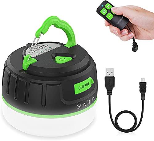 Sinvitron Wiederaufladbare Campinglaterne mit Fernbedienung, 6400mAh Power Bank, dimmbares Zeltlicht-Notlicht, 5 Lichtmodi Wasserdichtes Campinglicht mit Magnetfuß