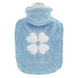 Hot Water Bottle, 500ml Small Hot Water Bottle with Cover Warm Water Bag with Soft Premium Faux Fur Cover 2-in-1 Water Bag for Cold & Hot Compress Mini Hot-Water Bag for Women Seniors Children Blue