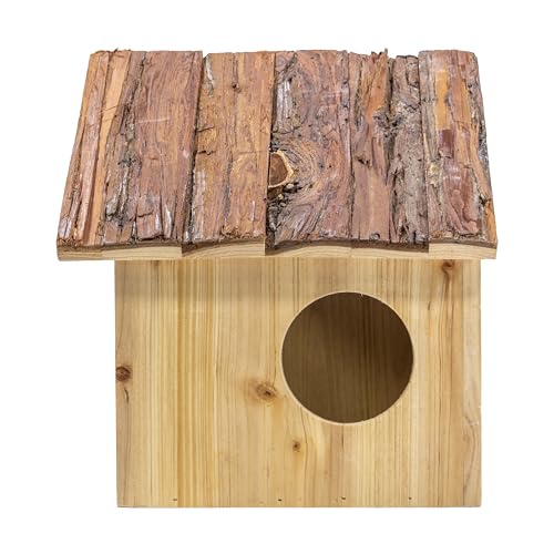 mgc24 Eichhörnchenhaus - Eichhörnchenkobel, Eichhörnchen Nistkasten zum Aufhängen für Garten und Balkon, aus Holz wetterfest, Naturoptik mit Rindendach, 25,2 x 26 x 29 cm