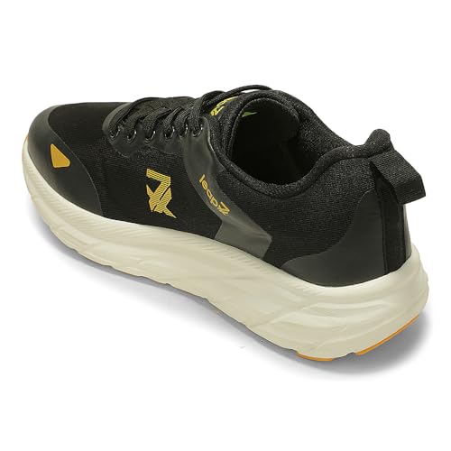 Image of Liberty LEAP7X FORCESTEPE Running Shoes for Men - Black & White Lace-Up Knit-Mesh Shoes | Memory Foam Cushioned Insole, Lightweight Footwear for Jogging, Running, Light Workouts