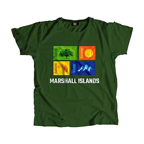 T-shirt Îles Marshall évocation des saisons pacifiques couleur olive green