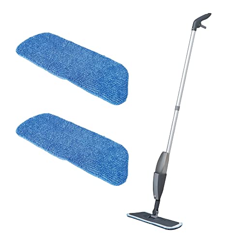 Addis Essentials Microfibre Spray Flat Mop with 2x Spare Replacement refills heads, Grey & Light Blue, One Size