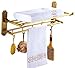 Półka łazienkowa Vintage Copper Ręcznik Rack Składany Rower Ręcznika Półka łazienkowa z 5 hakami, instalacją perforowaną (Color : Gold, Size : 60 * 24.5 * 17cm)