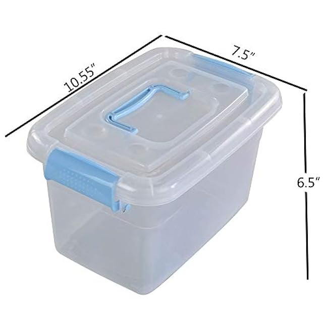 5 L Plastic Storage Bin with Lid, Clear Transparent Box With Handles, Set of 6