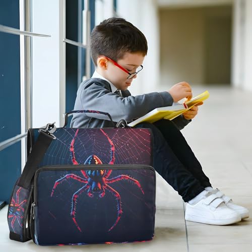 Image of Spider Zipper Binder Bag 3 Ring Binder with Shoulder Strap Zip Up 500 Sheets Capacity Multi Pockets for School Office Supplies