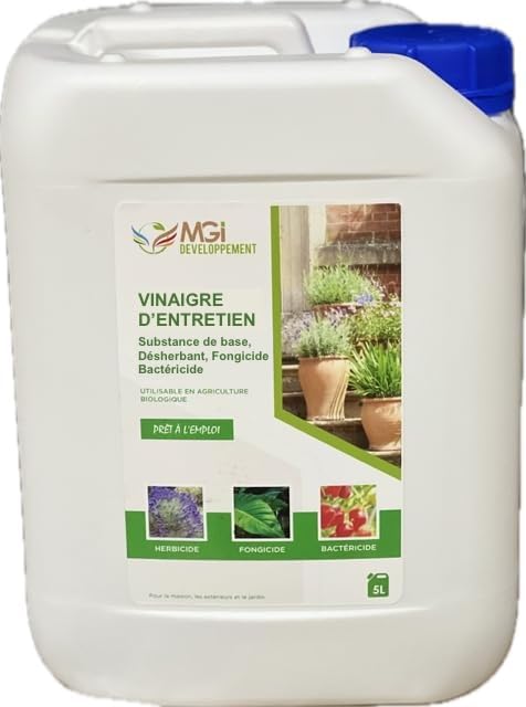 5l Vinaigre – Désherbant Naturel Puissant, Nettoyant et Détartrant Multi-Usages - Jardin, Maison, Extérieur - Utilisable en Agriculture Biologique...