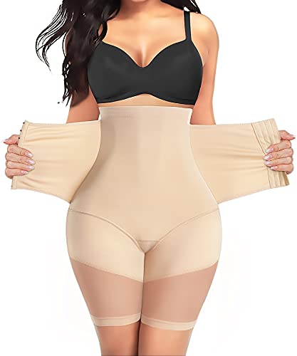 MERYOSZ Butt Lifter Shapewear for Women Tummy Control Panties High Waist Trainer Thigh Slimmer Slip Shorts Body Shaper Underwear (Beige, L)