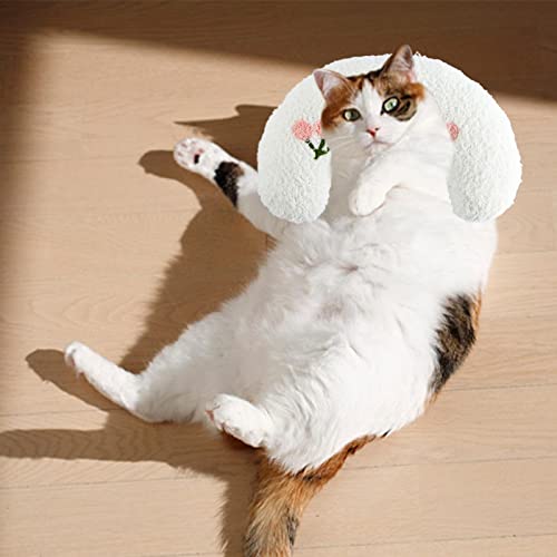 A/A Halbes Krapfen-Katzen-und Hundekissen, Haustierbett für Kleine Hunde - Weiches, Flauschiges Kissen, Strapazierfähiger Stoff, Maschinenwaschbar