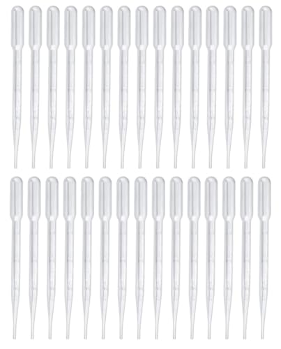 30Pcs 3ml Pipettes Plastic Pipette Dropper Transfer Pipettes Essential Oils Pipettes Dropper (3ml-30Pcs)