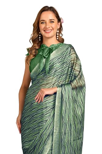 Image of MIRCHI FASHION Saree for Woman | Chiffon Block Printed Lightweight Daily Wear Sarees with Blouse
