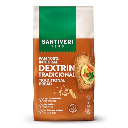 SANTIVERI - Dextrin Tradicional – Tostadas de Pan 100% Integral Tradicional - Alto en Fibra, Sin Azúcares Añadidos, Vegano – 300 g