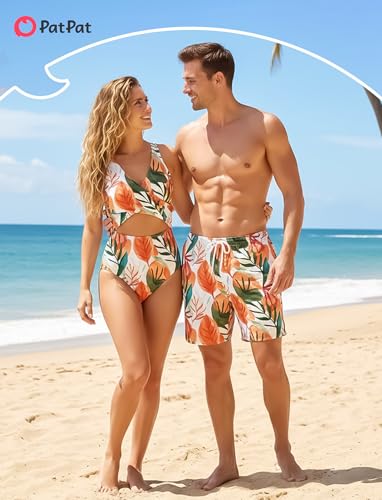 Image of PATPAT Family Matching Swimsuits Swimwear: Mommy and Me Striped Spliced One-Piece Matching Swimsuits Set