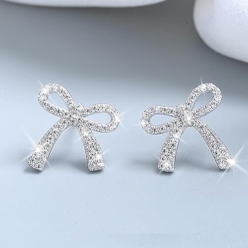 Bow Earrings for Women Trendy Sparkly Rhinestone Stud Earrings Prom Wedding Party Dress Jewerly Gifts3