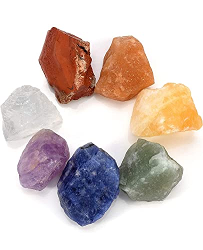 ALCHIMIA- Set 7 pietre grezze con sacchettino velluto nero cristalloterapia Diaspro rosso, Corniola, Calcite gialla, Avventurina verde Sodalite, Ametista e Quarzo ialino cm.2,5-3,5