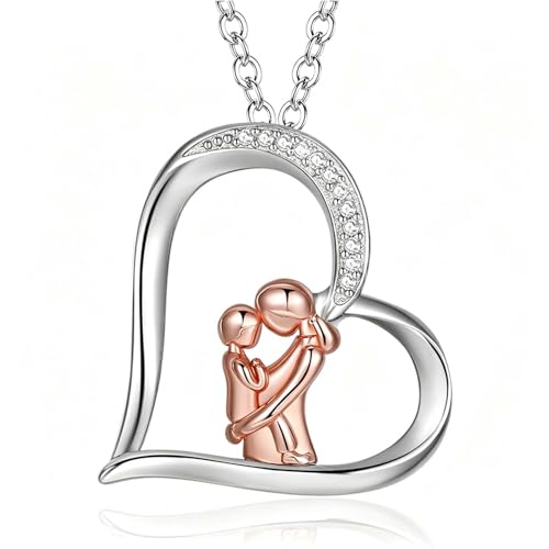 INFUSEU Presente Dia da Mãe, Eu amo-te mãe pendente mãe e filha colar coração ouro rosa mulher abraço para mãe e bebé