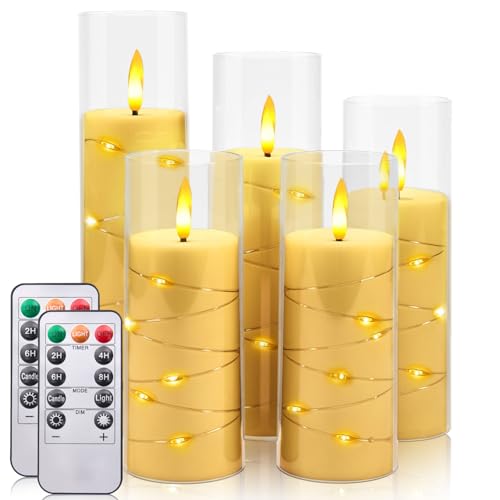 Recopilación de Candelita disponible en línea para comprar. 40 Nasjac Velas LED Eléctricas Sin llama, 5PCS Velas Luces de Pila Con Control Remoto, Impermeables Luz de Té de Vidrio, Iluminación Candelita Efecto Llama Para Decoración Hogar...