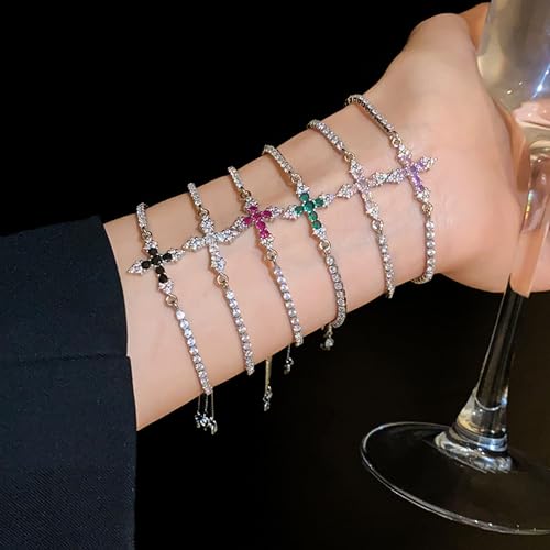 VIBILIA Bracelets for Women, Cross Bracelets for Women Trendy, Adjustable Bracelets, Dainty Tennis Bracelets, Catholic Gift for Mom Daughter Wife Sister Friend, Communion Gift3