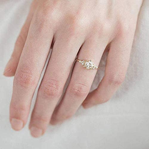 Vintage Ring Gold Plated Engagement Ring Diamond Wedding Ring 14k Gold Milgrain Band for Women (10)3