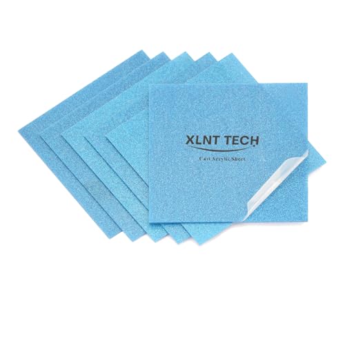 Image of Glitter Blue Acrylic Sheets 6PCS 1 /8 inch Thick 8 x 8 Inch for Laser Cutting and Engraving Plastic Sheet Materials, Glitter Plexiglass Sheets for Crafts and DIY Project.