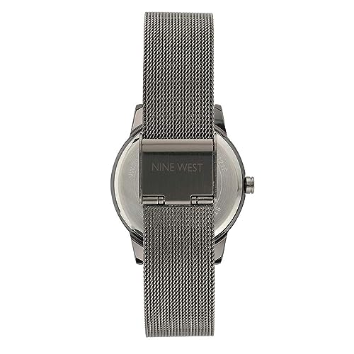 Nine West Women's Gunmetal and Silver-Tone Mesh Bracelet Watch, NW/2429FLGY by Nine West - Used condition - Image 4