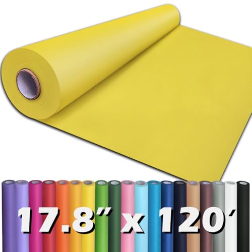 PerkHomy 17.8 x 1 440 (120) Lemon Yellow Kraft Paper Roll for Craft Bulletin Board Paper Art Table Covering Crafting Gift Wrapping Bouquet Packing Parcel 80GSM (Lemon Yellow 17.8 x 120)