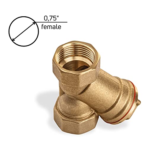Image of 3 /4 inch Y-Type Strainer Coarse Water Filter Brass Threaded Pump 0.75 inch Female Thread Connector Filtering Valve Adaptors Oil Separation Mesh Sediment Filters For RVs Water Heating System Plumbing