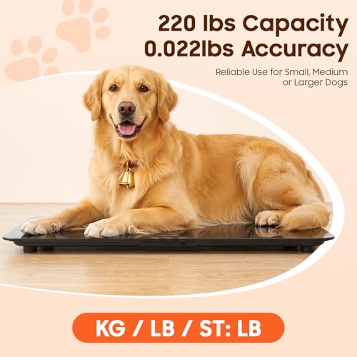 Pèse-chien jusqu'à 100 kg, 69 x 33 cm, pour chien, avec coussinets de stabilité et écran LED, 3 modes de pesée, fonction tare, balance numérique pour les maisons, les animaleries, les cliniques – vue 2