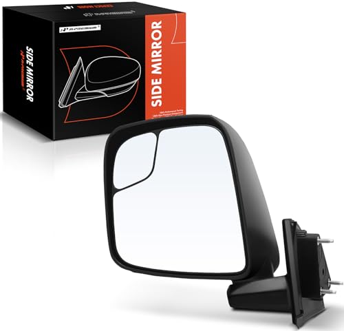 A-Premium Driver Side Manual Door Mirror - Compatible with Nissan NV200 2013-2021 & Chevrolet City Express 2015-2018 - Non-Heated Manual Folding Black Outside Rear View Mirror w/Turn Signal