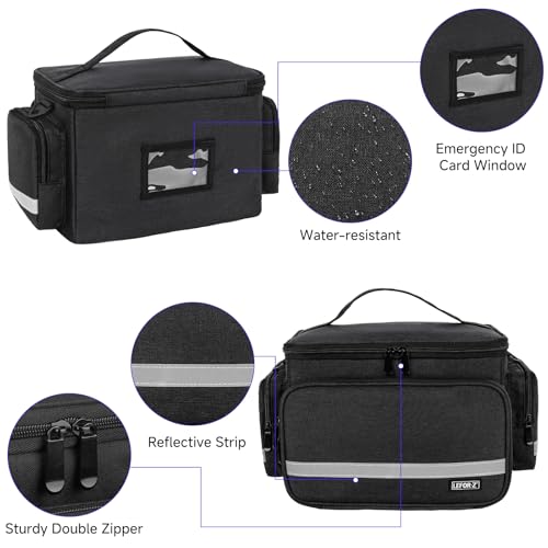 Doctors Bag,Medical Bag,Community Nurses Bag with Detachable Dividers for Home Health Care,Travel or Emergency Event,Medical Supplies Case for Nursing Student,Therapist,Doctors,Black