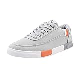 Men's Lace-Up Canvas Casual Shoes Breathable Stylish Wild Comfortable Solid Color Outdoor Sneakers Work Shoes (Gray, US:7.5)