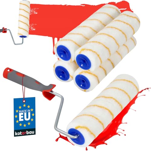 KOTARBAU® Lot de 5 rouleaux de peinture - Avec manche en caoutchouc - Pour travaux de peinture et...