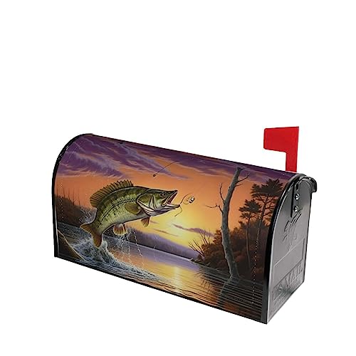 Image of Dujiea Bass Fish Mailbox Wrap - Waterproof Magnetic Post Box Cover, Large Size 25.5 inch L x 21 inch W - Garden Yard Home Decor