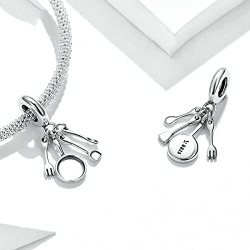 925 Sterling Silver Scissors, Mirror, Pot, Spoon, Chef, Love Charm Comb for Pandora Charm Bracelet3
