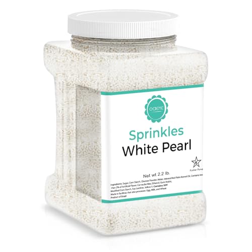 Image of O'Creme Pearl White Sprinkles for Cake Decorating, 2.2 lb