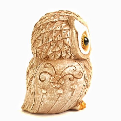 Image of The Spiritual Living Resin Owl Statue for Good Luck | 4 Inch | Showpiece | Vastu Feng Shui | उल्लू | Evil Eye Showpiece for Table | Home Decor | Ullu Ki Murti | Figurine | Artifact | (Beige)