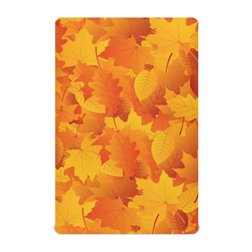 Moudou Autumn Maple Leaf Playard Sheet for Boy Girls, Soft Breathable Fitted Toddler Sheet for Standard Playard Bed Mattress, 39 x 27 x 5 Inch