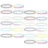 24 Pièces Ensemble Collier Élastique Multicolore, Collier Tatouage Ras Du Cou Colliers de Tatouage Élastique Réglable Ras Tatouages Dentelle Tour de Cou Colliers du pour Femmes Filles élastique