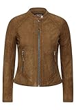 cecil lederjacke blau Reißverschluss Cecil Damen Veloursleder Jacke Leather Cognac Brown XL