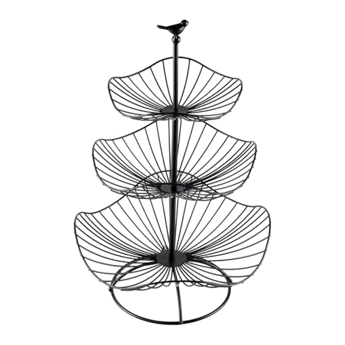 KiBcsLic Frutero de Hierro Organizador para Frutas Verduras Pan Y Snacks Estructura Metálica Portátil Adecuado para Fiesta Banquete Picnic Camping, Negro, tal como se describe