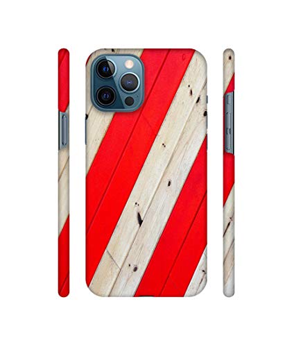 Image of Amazon Brand - Solimo Designer Red and Cream Color Wood 3D Printed Hard Back Case Mobile Cover for Apple iPhone 12 Pro Max