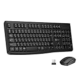 iClever キーボード ワイヤレス キーボード マウス セットJIS日本語配列 無線 2.4Gキーボード【マウス 静音1200DPI 】フルサイズ テンキー付き PC用 高耐久性 Windows 対応 オフィス ホーム適用 ブラック日本語説明書