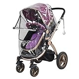 Msiud Stroller Rain Cover, 1PC PVC Universal Clear Breathable Waterproof Windproof Dustproof Pram Accessory with Zipper Breathable Air Vents, Baby Travel Weather Shroud for General Umbrella Strollers