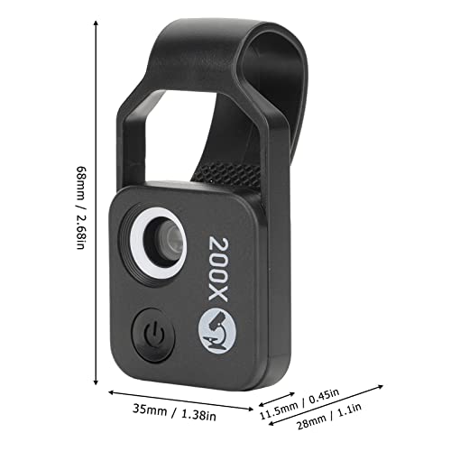 Image of Phone Microscope Lens,200X Mini Microscope Clip Design,Portable Microscope with LED Light CPL for Jadestone Metal (Black)