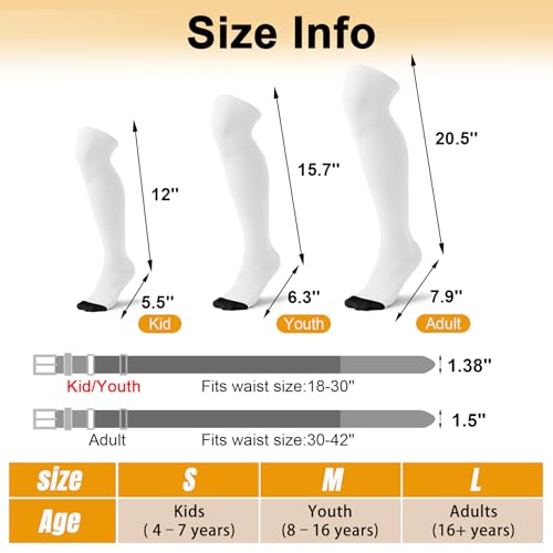 Image of XZQTIVE Baseball Socks and Belt Combo,Over the Knee Softball Socks and Belt,Knee High Football Socks for Kids Youth Adults