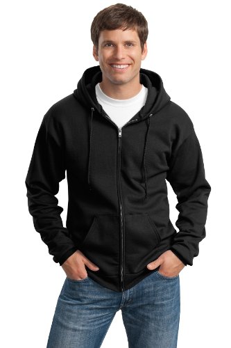 Port & Company Youth Fleece Full-Zip Hooded Sweatshirt Jet Black Large