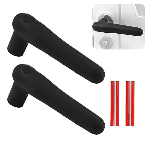 UFURMATE Türgriffabdeckungen, 2 Stück, schwarze Silikon-Türgriff-Handschuhabdeckungen, Türknauf-Abdeckungen, rutschfeste Türhebel-Protektoren