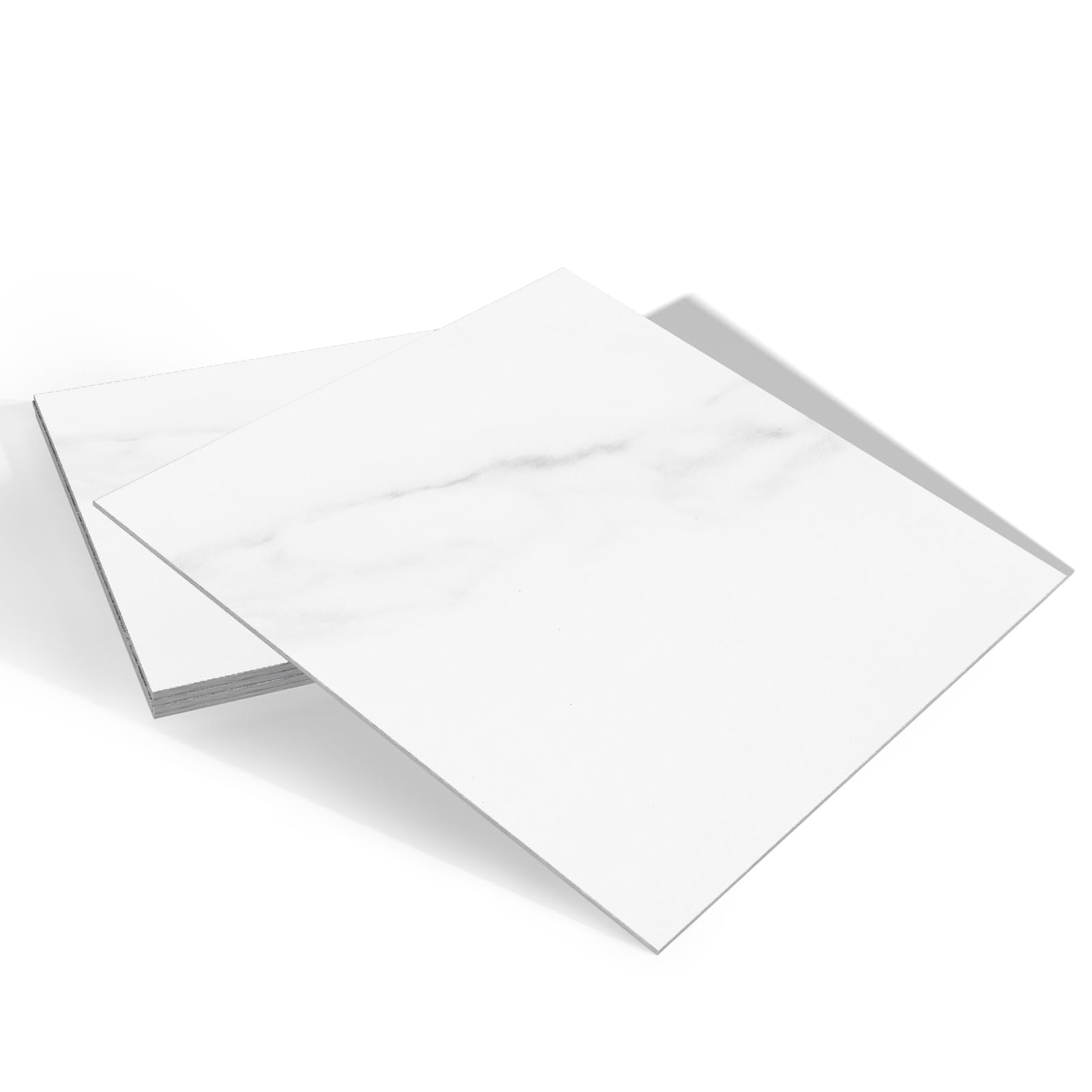 Wallderful Marble Peel and Stick Floor Tile Waterproof White Vinyl Flooring for Kitchen Bedroom Bathroom Living Room White and Grey Tile Sticker Self