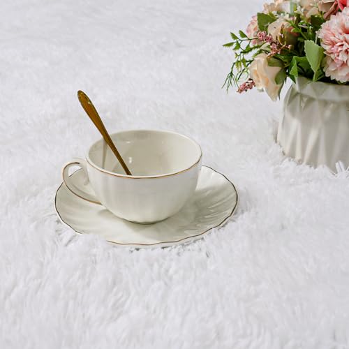 White Round Rugs for Bedroom 4x4 ft - Ultra Soft Faux Fur Area Rug - Plush Non-Slip Shaggy Carpet for Living Room, Cozy Fluffy Rug for Kids Boys Girls Dorm Nursery Room, High Pile Floor Carpet