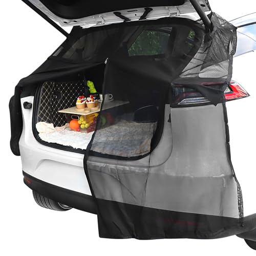 lalago Mosquitera para Puerta Detrasera Coche 174x150cm, Magnética Mosquitera Pantalla para Maletero de Coche para Puerta con Cremallera Negro para SUV MPV Furgoneta Camping Ventana Trasera
